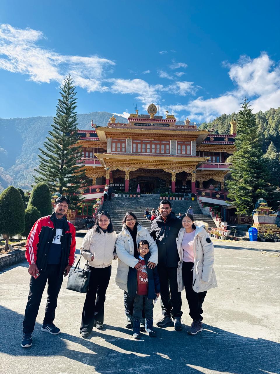 Guests and driver at Tawang Monastery